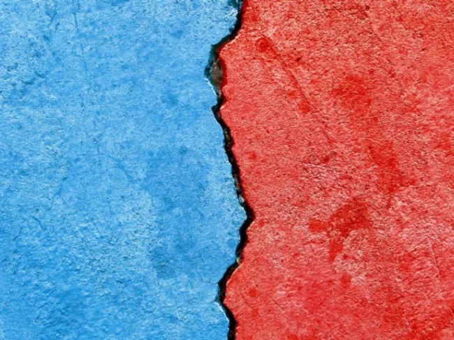 red and blue divided